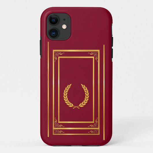茶色の長方形フレームの金月桂樹 Case-Mate iPhoneケース (裏面)