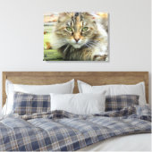 茶色の長毛の納屋猫のキャンバスプリント キャンバスプリント (インサイチュ (寝室))