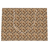 茶色の陰影の幾何学的パターン ラージペーパーバッグ (正面)