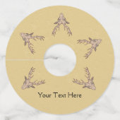 茶色の雄の鹿ヘッド大きな〔雄ジカの〕枝角タン ワイングラスタグ (正面)