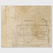 茶色の電気回路図スケッチ ラッピングペーパー (フラット)