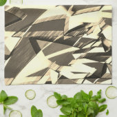 茶色の霧雨のイメージにベージュのストリーク キッチンタオル (折り畳み)