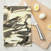 茶色の霧雨のイメージにベージュのストリーク キッチンタオル (四つ折り)