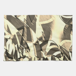 茶色の霧雨のイメージにベージュのストリーク キッチンタオル