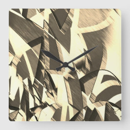 茶色の霧雨のイメージにベージュのストリーク スクエア壁時計