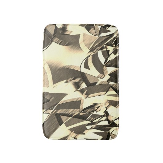 茶色の霧雨のイメージにベージュのストリーク バスマット (正面縦)