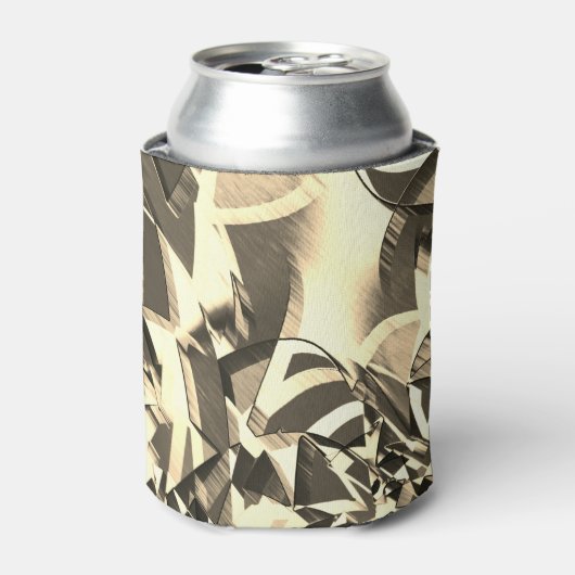 茶色の霧雨のイメージにベージュのストリーク 缶クーラー (缶正面)