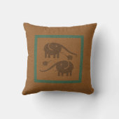 茶色の革と茶色の象 クッション (裏面)