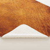 茶色の革のテクスチャ シェルパブランケット (3/4)