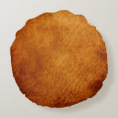 茶色の革のテクスチャ ラウンドクッション (裏面)