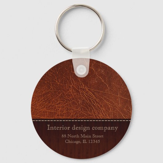 茶色の革の外観 キーホルダー (正面)
