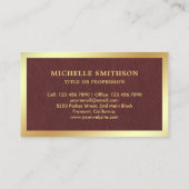 茶色の革金箔フェザーヴィンテージクイルペン 名刺 (裏面)