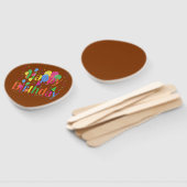 茶色の風船のあるハッピーバースデー ハンドファン (組立なし)