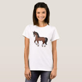 茶色の馬が駆けるキャラクターイラスト Tシャツ (正面フル)