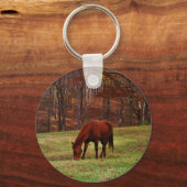 茶色の馬と森の端の白い鼻 キーホルダー (正面)