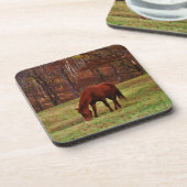 茶色の馬と森の端の白い鼻 コースター (左側)
