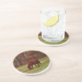 茶色の馬と森の端の白い鼻 コースター (側面)