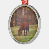 茶色の馬と森の端の白い鼻 メタルオーナメント (左)