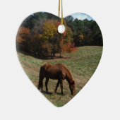 茶色の馬と秋の木 セラミックオーナメント (右)