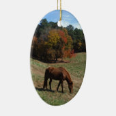 茶色の馬と秋の木 セラミックオーナメント (右)