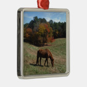 茶色の馬と秋の木 メタルオーナメント (右)