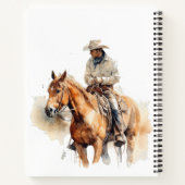 茶色の馬にも乗るカウボーイ、カスタマイズ可能 ノートブック (裏面)