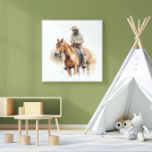 茶色の馬にも乗るカウボーイ、カスタマイズ可能 ポスター