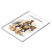 茶色の馬に乗るカウボーイ、カスタマイズ可能 ノートブック (左側)