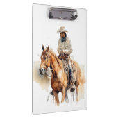 茶色の馬に乗るカウボーイ クリップボード (右)