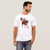 茶色の馬に乗るサンタクロース Tシャツ (正面フル)