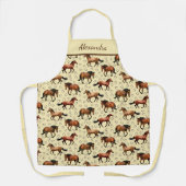 茶色の馬のギャロピングパーソナライズされた エプロン (正面)