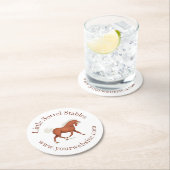 茶色の馬の円形テキストカスタム ラウンドペーパーコースター (インサイチュ)