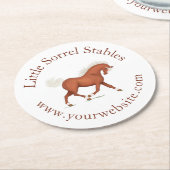 茶色の馬の円形テキストカスタム ラウンドペーパーコースター (アングル)