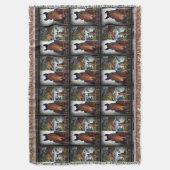 茶色の馬の写真コラージュ、ブランケット スローブランケット (正面縦)