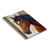 茶色の馬の水彩画 動物 カントリー バーン ノートブック (右側)