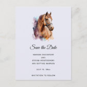 茶色の馬の頭のポートレート（水色） 案内ポストカード (正面)