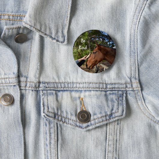 茶色の馬は親切なメッセージだ 缶バッジ (インサイチュ)