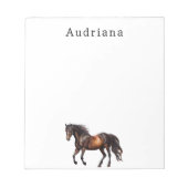 茶色の馬パーソナライズされた名 ノートパッド (正面)