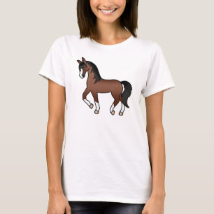 茶色の馬 おしゃれなイラスト Tシャツ