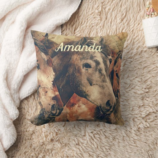茶色の馬 クッション (ブランケット)