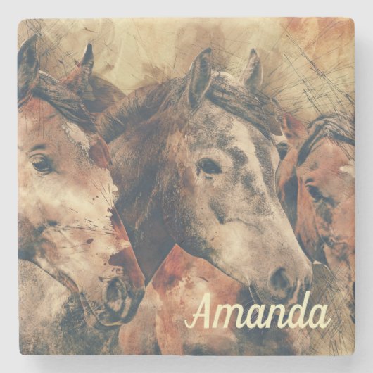 茶色の馬 ストーンコースター (正面)