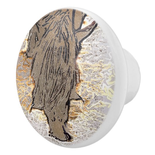 茶色の馬 セラミックノブ (右)