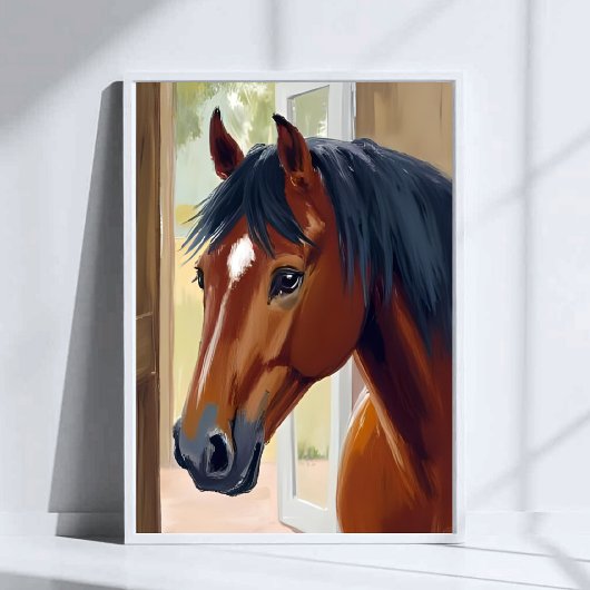 茶色の馬 水彩画 動物 田舎 農家 ポスター