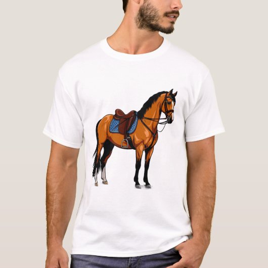 茶色の馬+鞍 Tシャツ (正面)