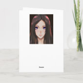 茶色の髪と青い目をしたかわいいアニメの女の子 カード (裏面)