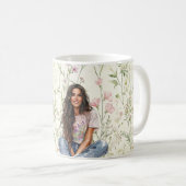 茶色の髪の女の子と花 コーヒーマグカップ (正面右)