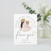 茶色の髪の女の子よ 私のフラワーガールになってくれない? インビテーションポストカード (スタンド正面)