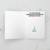 茶色の髪の男性ゴルファーのグリーティングカード カード (内部)