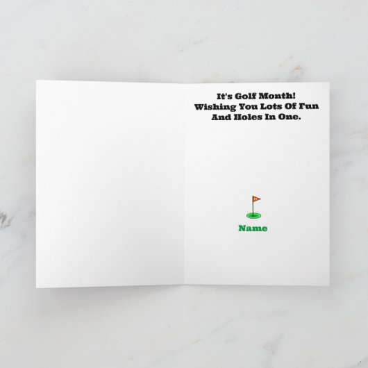 茶色の髪の男性ゴルファーのグリーティングカード カード (内部)