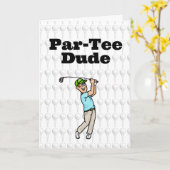 茶色の髪の男性ゴルファーのグリーティングカード カード (黄色い花)